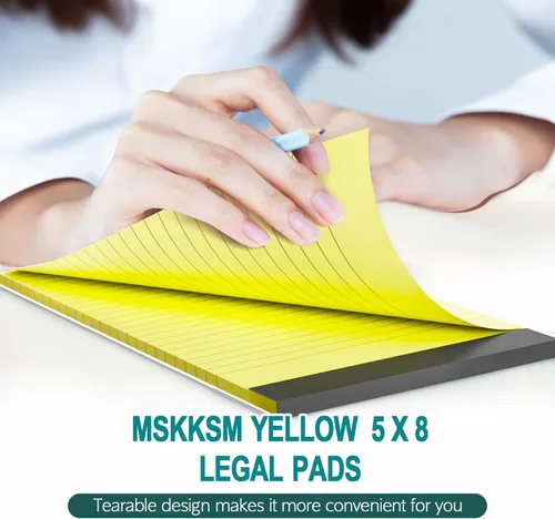 Vista 3 de Blocs de Notas 5x8, Paquete de 4 Blocs de Notas Legales Pequeñas 5x8 Amarillo, Blocs de Notas Legales con Renglones para Universidad, Blocs de Papel