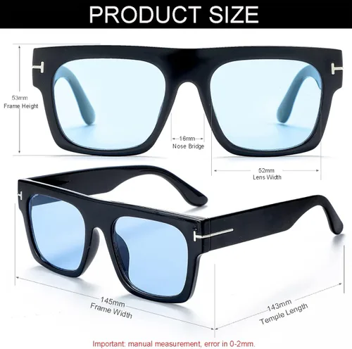 Vista 3 de NIDOVIX Gafas de sol cuadradas clásicas vintage para hombres y mujeres, marco grande, retro de los años 70, protección UV400
