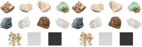 Vista 5 de EISCO Kit de dureza de Moh, 12 piezas, incluye 9 especímenes de roca y minerales, 1 pulgada cada uno, actividad geológica para explorar e