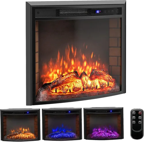 Vista 13 de Tangkula Inserto de chimenea eléctrica de 18 pulgadas, con control remoto, colores de llama ajustables y brillo, protección contra