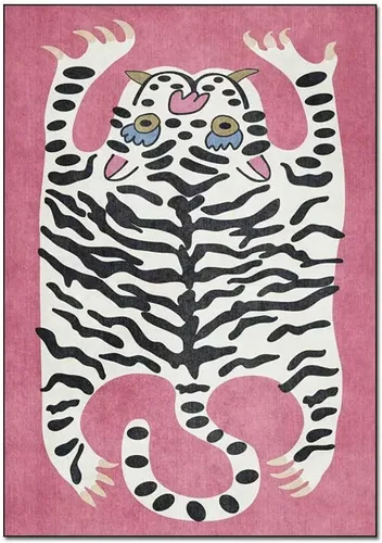 Vista 11 de Alfombra vintage de estilo bohemio con diseño de tigre para puerta de baño, 2 x 3 pies, alfombra pequeña para dormitorio, lavable, tapete de tigre