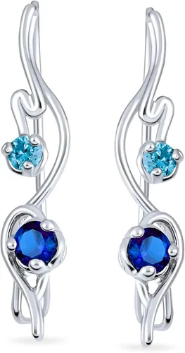 Vista 2 de Pendientes de circonita cúbica azul aguamarina para mujer, diseño de zafiro simulado, circonita cúbica, Gema Piedra preciosa Metal, Circonia cúbica