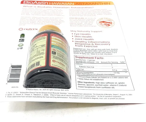 Vista 7 de BioAstin Astaxantina hawaiana 12 mg, 120 geles blandos