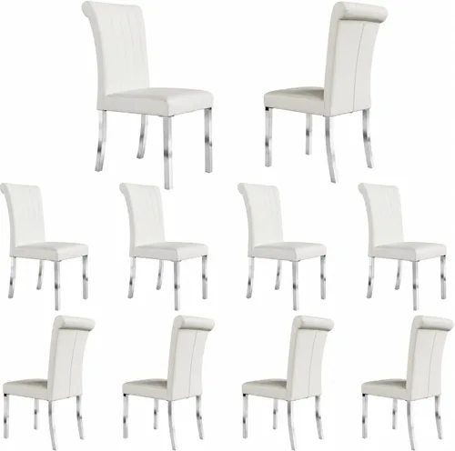 Vista 21 de Asday Upholstered Dining Chairs Set of 2, High Back Fabric Chairs, Beige Linen Fabric, High Back, Black Metal Legs