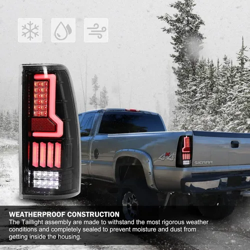 Vista 7 de Luces traseras LED para Chevrolet Silverado 1500 2500 3500 1999 Carcasa negra Golssy/Lente transparente