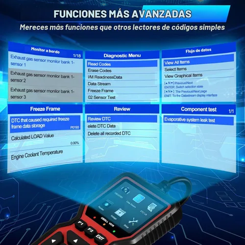 Vista 3 de 52HZ Herramienta de diagnóstico del escáner OBD2, lector de código de motor de verificación automática profesional con reinicio y modo 6 y modo 8