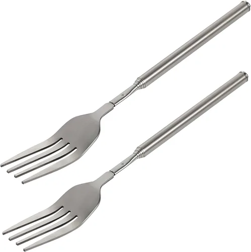 Vista 10 de Tenedor extensible, broma de tenedor extensible de 8.7 a 25.4 pulgadas, tenedor telescópico expandible para barbacoa, acero inoxidable, mango