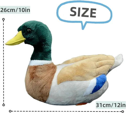 Vista 3 de FRANKIEZHOU Peluche realista de pato real de 12 pulgadas de largo, peluche de pato realista, juguetes de peluche de pato suave, regalos para niños
