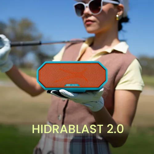 Vista 7 de Altec Lansing - Altavoz Bluetooth HydraBlast 2.0 IP67 impermeable de 20 W rojo/turquesa