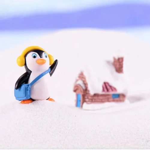 Vista 5 de Figuras de pingüino lindas, juego de 4 figuras de pingüino, decoración de pastel y decoración de jardín de hadas