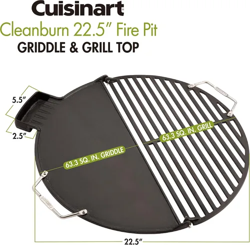 Vista 7 de Cuisinart CHA-830 Cleanburn Plancha y Parrilla Fire Pit, Hierro Fundido Pre-Sazonado