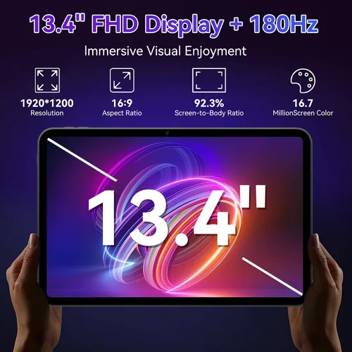 Vista 4 de Tablet grande de 13 pulgadas, tabletas Android 15 con Gemini AI, 24GB RAM+256GB ROM, 120Hz, Octa-Core, carga rápida de 10000mAh, WiFi6, tablet