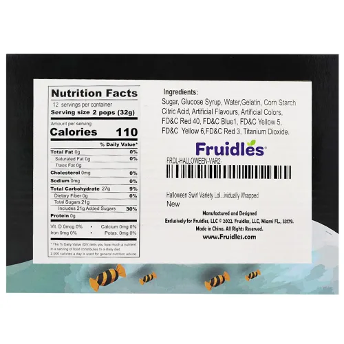Vista 2 de Fruidles Paleta variada de remolinos de Halloween, sabor a fruta mixta, envuelta individualmente (paquete de 12)