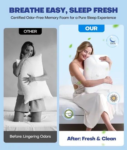 Vista 6 de Emircey Almohada cervical para el cuello cervical de alivio de nivel clínico para dormir, almohada ortopédica de espuma viscoelástica para dormir