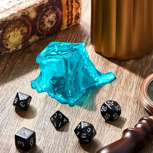Vista 4 de Deekin Cubo gelatinoso de la cárcel de dados de resina de la prisión, 6 jaulas de juego de rol con contenedor, juego poliédrico negro, accesorio