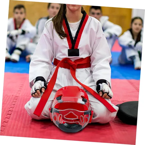 Vista 8 de Taekwondo Sparring Gear - Cubierta facial desmontable para jóvenes, cómoda, transpirable y resistente a los impactos