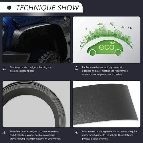 Vista 3 de Rueda de coche ceja arco borde borde tira guardabarros protector universal ceja rueda protector de cejas Fender Flare Edge Trim 4pcs