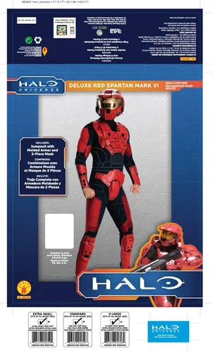 Vista 2 de Disfraz espartano Halo Deluxe, rojo, talla XS, Rojo