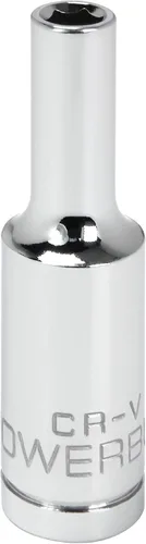 Vista 9 de Powerbuilt 3/8 de pulgada x 1/2 pulgada SAE Deep Socket, 12 puntos, cromo-vanadio, marca de tamaño - 940046