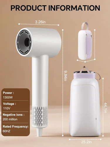 Vista 7 de Secador de pelo iónico de alta velocidad 2 en 1 y secadora de ropa portátil, motor sin escobillas de 110,000 rpm, secador de pelo profesional