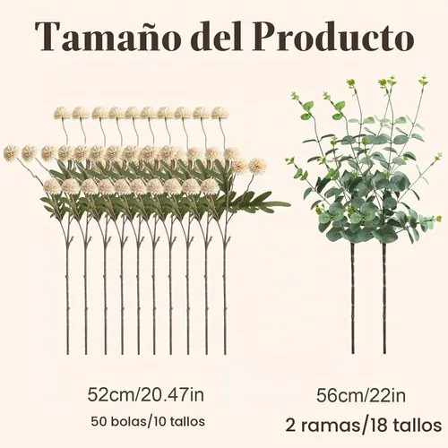 Vista 2 de Serra Flora 10 piezas de flores artificiales de seda sintética para jarrón, mini crisantemos falsos a granel para interiores con tallos para centros