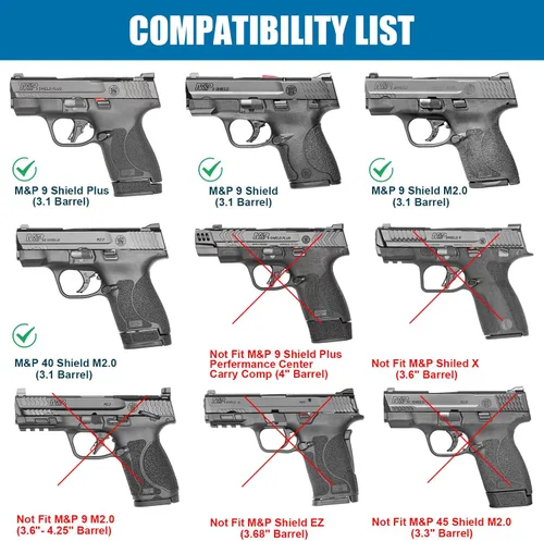 Vista 2 de GUN & FLOWER Funda de pistola IWB para transporte oculto, compatible con S&W M&P Shield Plus/Shield/Shield M2.0 9mm/.40 con cañón de 3.1''.