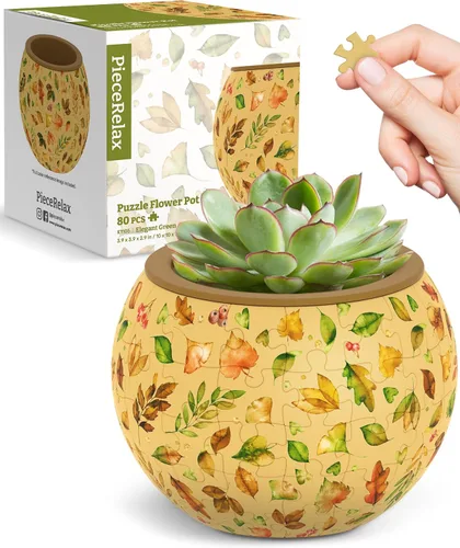 Vista 22 de PieceRelax Rompecabezas 3D Maceta 80 Piezas - Abundancia de Otoño, Macetas de Flores de Decoración del Hogar para Cactus de Interior, Macetas