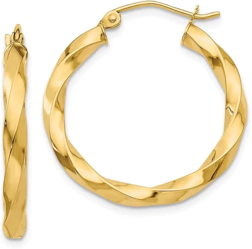 Vista 9 de Juego de aretes de aro trenzados de oro amarillo de 14 quilates de 0118in joyería fina redonda para mujer regalos para ella Cristal Oro amarillo