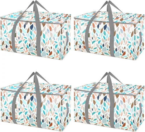 Vista 55 de BALEINE Paquete de 2 bolsas de mudanza de gran tamaño con asas reforzadas, bolsa de almacenamiento resistente para ropa, suministros de mudanza