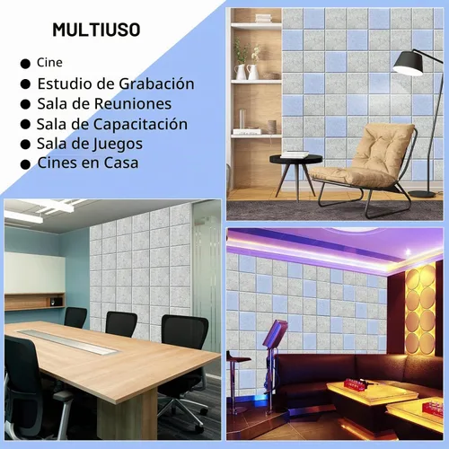 Vista 7 de SHJADE Paneles Acústicos Cuadrados Autoadhesivos, Paquete de 12 de 12" X 12" X 0.4" Paneles Absorbentes de Sonido, Azulejos de Cuña Insonorizante