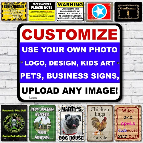 Vista 5 de Letrero de metal de aluminio personalizado con tu propia imagen, foto, mascotas, logotipo de arte o negocio para niños (12 pulgadas, redondo)