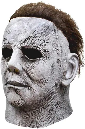 Vista 3 de Máscara de Halloween de Michael Myers, máscara de terror de látex para cosplay de adultos, ideal para fiestas de disfraces, Pascua, Halloween