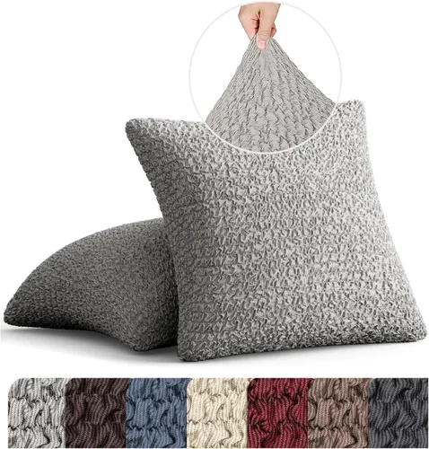 Vista 8 de PAULATO BY GA.I.CO. Mille Righe Collection - Juego de 2 fundas de almohada de 18 x 18 pulgadas, funda de tela de algodón suave, 1 protector elástico