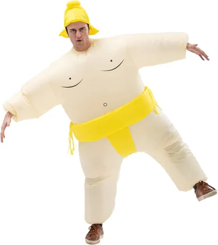 Vista 8 de Inflatable Sumo Costume for Adult, Blow Up Wrestling Suit Halloween Negro