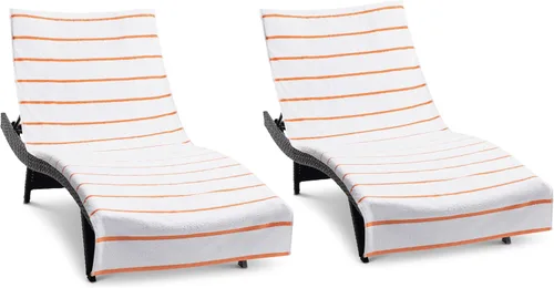 Vista 11 de Arkwright Las Rayas - Funda para tumbona, paquete de 2, toalla de rizo 100% algodón suave a rayas con soporte de bolsillo para playa, piscina, silla
