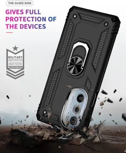 Vista 6 de Androgate Funda para Moto Edge Plus 2022 con protector de pantalla HD, soporte de anillo de metal de grado militar con soporte de soporte de 15 pies