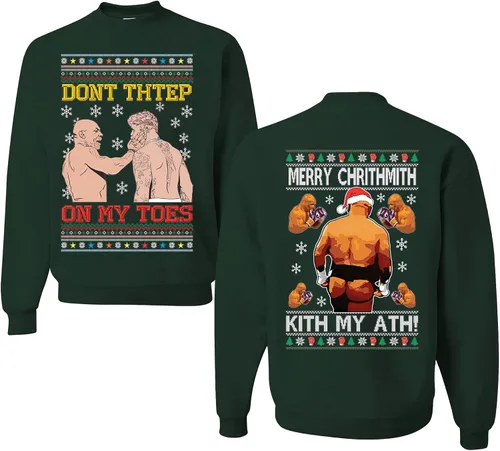Vista 22 de wild custom apparel Merry Chrithmith Kith My Ath suéter feo de Navidad divertido con cuello redondo sudadera Negro