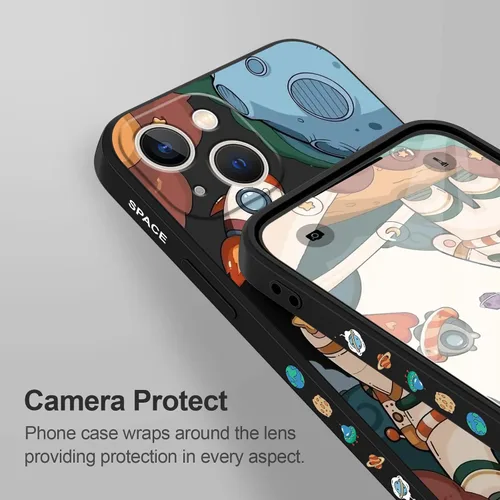 Vista 5 de LEECG Funda para iPhone 13 con diseño de mariposas y flores, diseño de astronauta, funda de teléfono con forro de microfibra suave, funda delgada