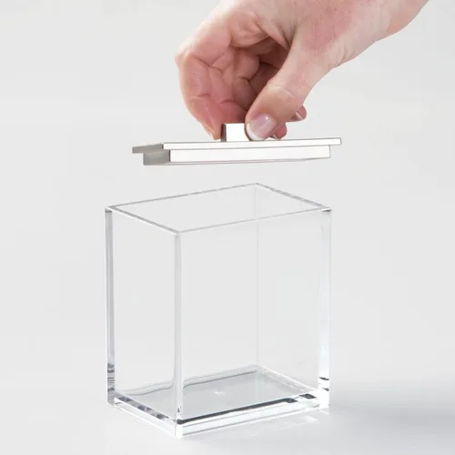 Vista 3 de MDesign Moderna encimera cuadrada de tocador de baño tarro recipiente organizador para hisopos de algodón, bolas de algodón, esponjas