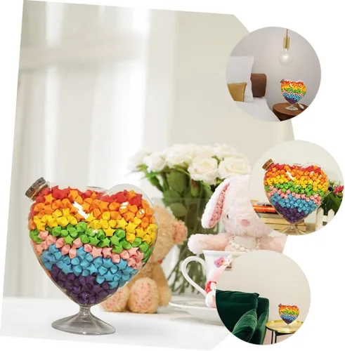 Vista 4 de Tarro de cristal con forma de corazón para dulces con tapa para frutas secas, almacenamiento de joyas y uso doméstico, elegante recipiente