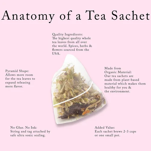 Vista 6 de Caja de regalo para el Día de la Madre de La Tea Dah, muestra de té gourmet con 32 bolsas de té de primera calidad y vela de soja perfumada, regalos