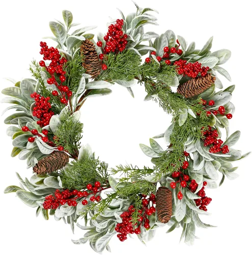 Vista 8 de Sggvecsy Corona de otoño de 21 pulgadas, corona artificial de otoño para puerta delantera con calabazas pequeñas, hojas de eucalipto de seda, orejas