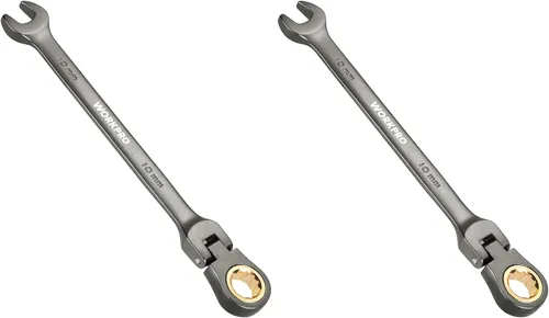 Vista 24 de WORKPRO Llave combinada de trinquete de 1/2 pulgada SAE, CR-V construida con cromado pulido espejo, diseño de 12 puntos, desplazamiento de 15 grados
