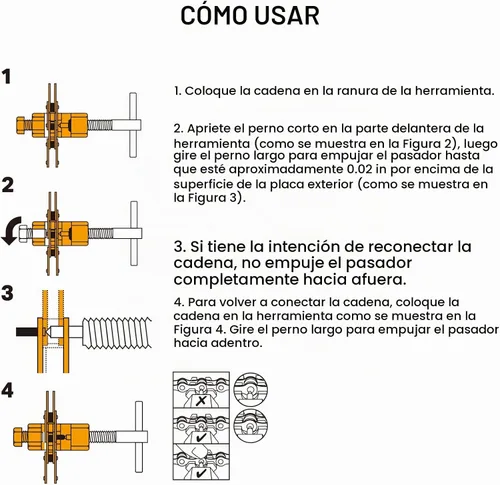 Vista 4 de Kit de herramientas de cadena universal para bicicleta con rompevicicletas, alicates de eslabones de cadena principal, buscador de cadena, eslabón