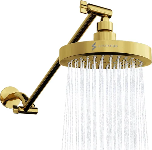 Vista 11 de SparkPod Cabezal de Ducha de Lluvia Redondo con Brazo de Extensión - Cabezal de Ducha de Altura Ajustable con Rendimiento de Alta Presión