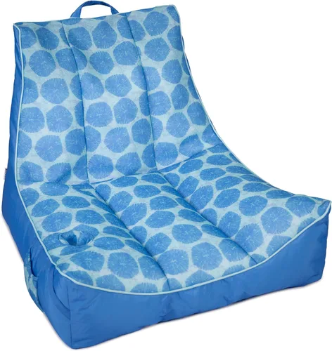 Vista 22 de Big Joe flotador Captain's Caddie sin necesidad de inflar para piscina con portavasos, hibisco tropical y aqua de doble lado con malla, tela