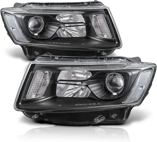 Vista 10 de M-AUTO Conjunto de faros delanteros de proyector con bombillas halógenas compatible con Jeep Grand Cherokee 14-16 Pre Facelift, faros estilo OE