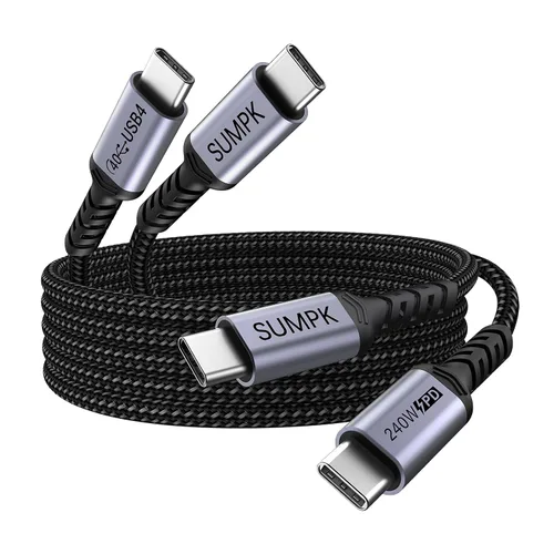 Vista 9 de Cable USB 4 de 1 pie de 40 Gbps, 2 paquetes, USB C a USB C de 240 W