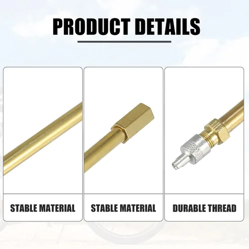 Vista 3 de X AUTOHAUX Adaptador de extensión de válvula de neumático automático de latón de 1.969 in/1.97 pulgadas de largo, extensor de vástago de neumático