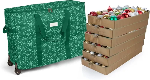 Vista 77 de Covermates Keepsakes Bolsa de almacenamiento ajustable para adornos, con asas de transporte, protección acolchada, ruedas dobles, almacenamiento
